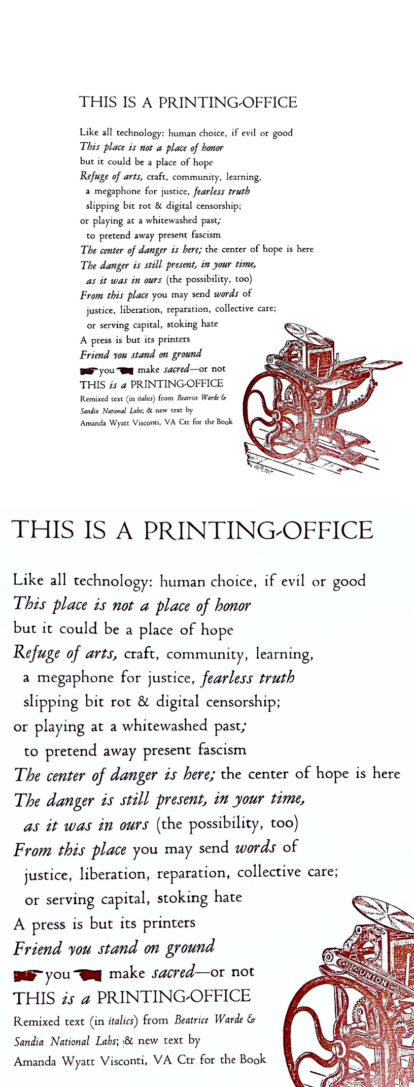 Visconti Print Series ThisIsNotAPlaceOfHonorButItCouldBeAPlaceOfHope PrintingOfficeRemix
